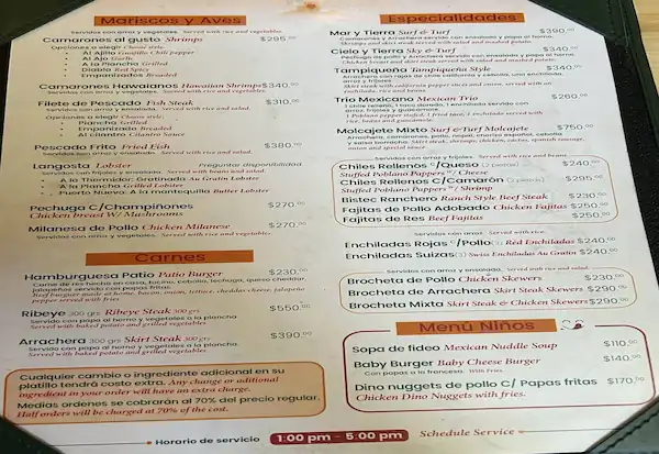 Menu El Patio Ensenada