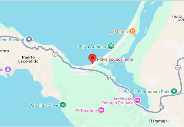 Playa Agua Caliente Ensenada Map and Location